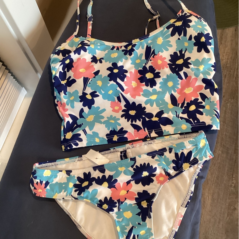 Splendid Floral Kids Swim Bikini - Blue, Pink, Yellow